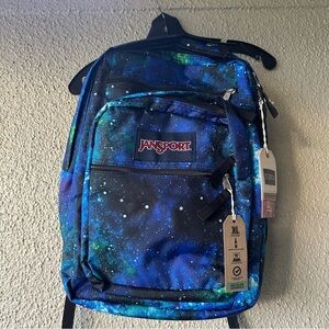 Jansport Galaxy Blue Green Backpack kids men women’s school work travel bag NWT